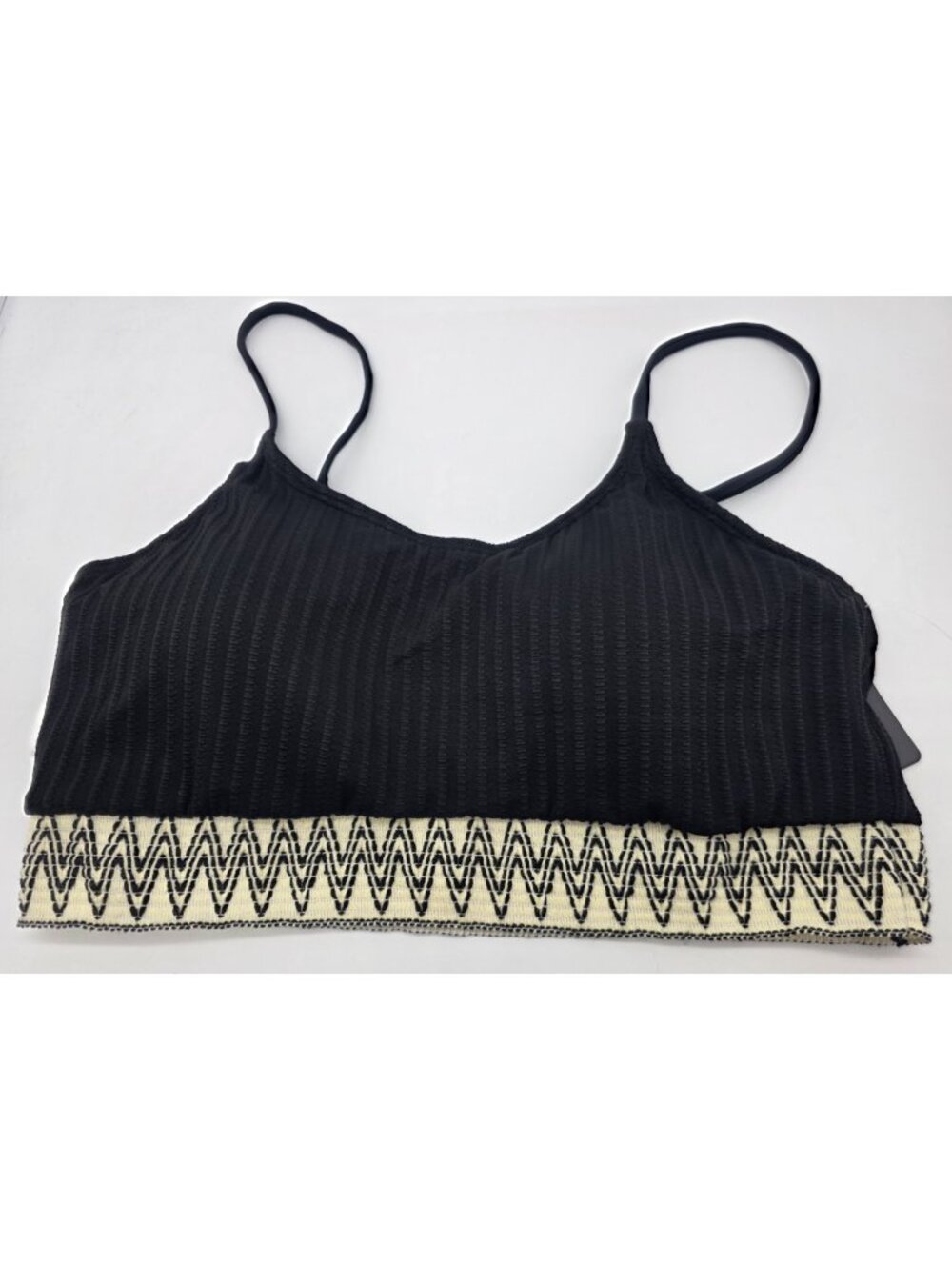 Zuvebamyo Women's Bikini Swimsuit Top Size XL Black Ribbed Padded Swim